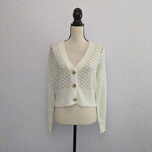 Lightweight White knit cardigan sweater